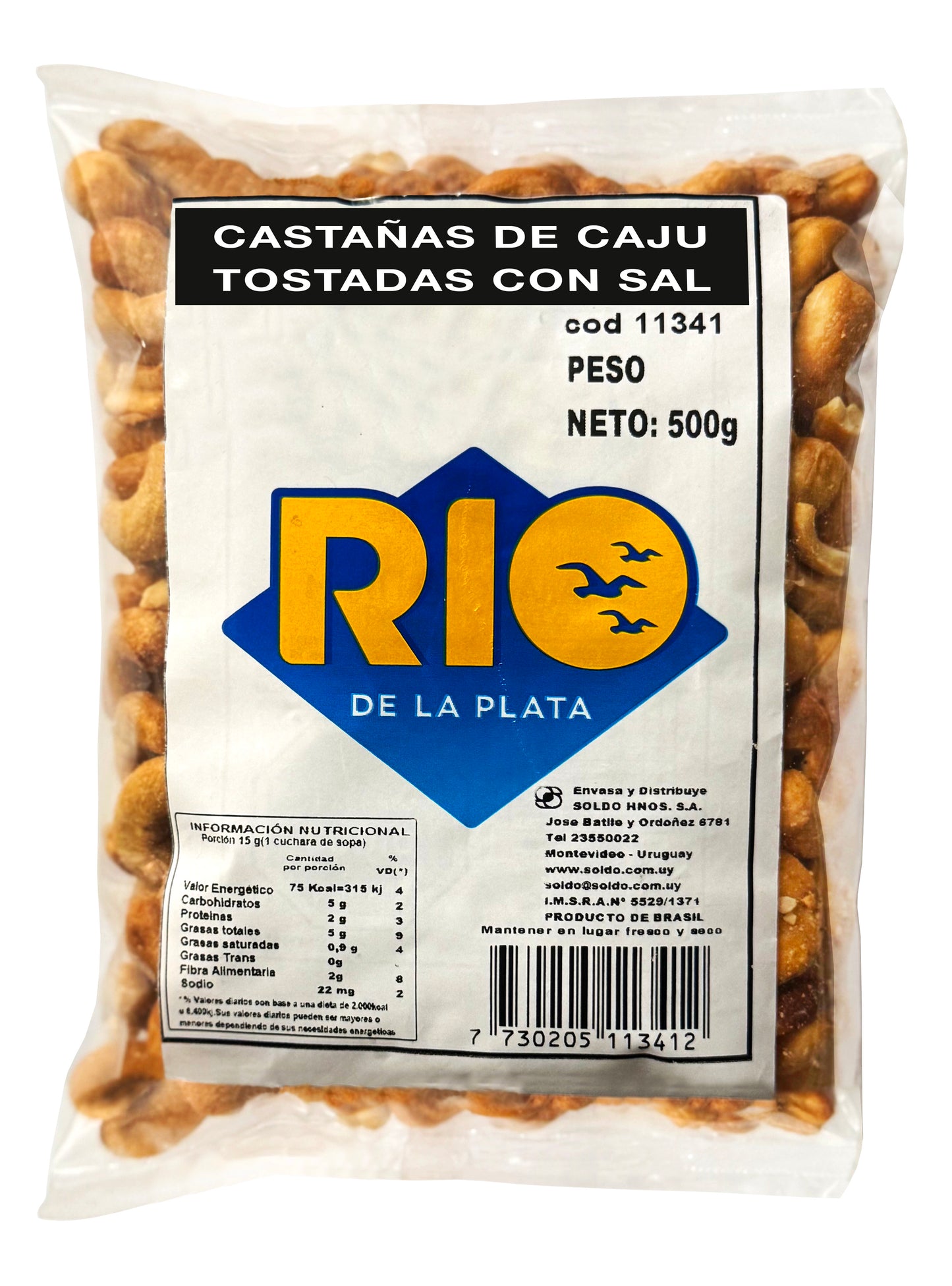 Castañas de cajú con sal 500Grs. Río de la Plata