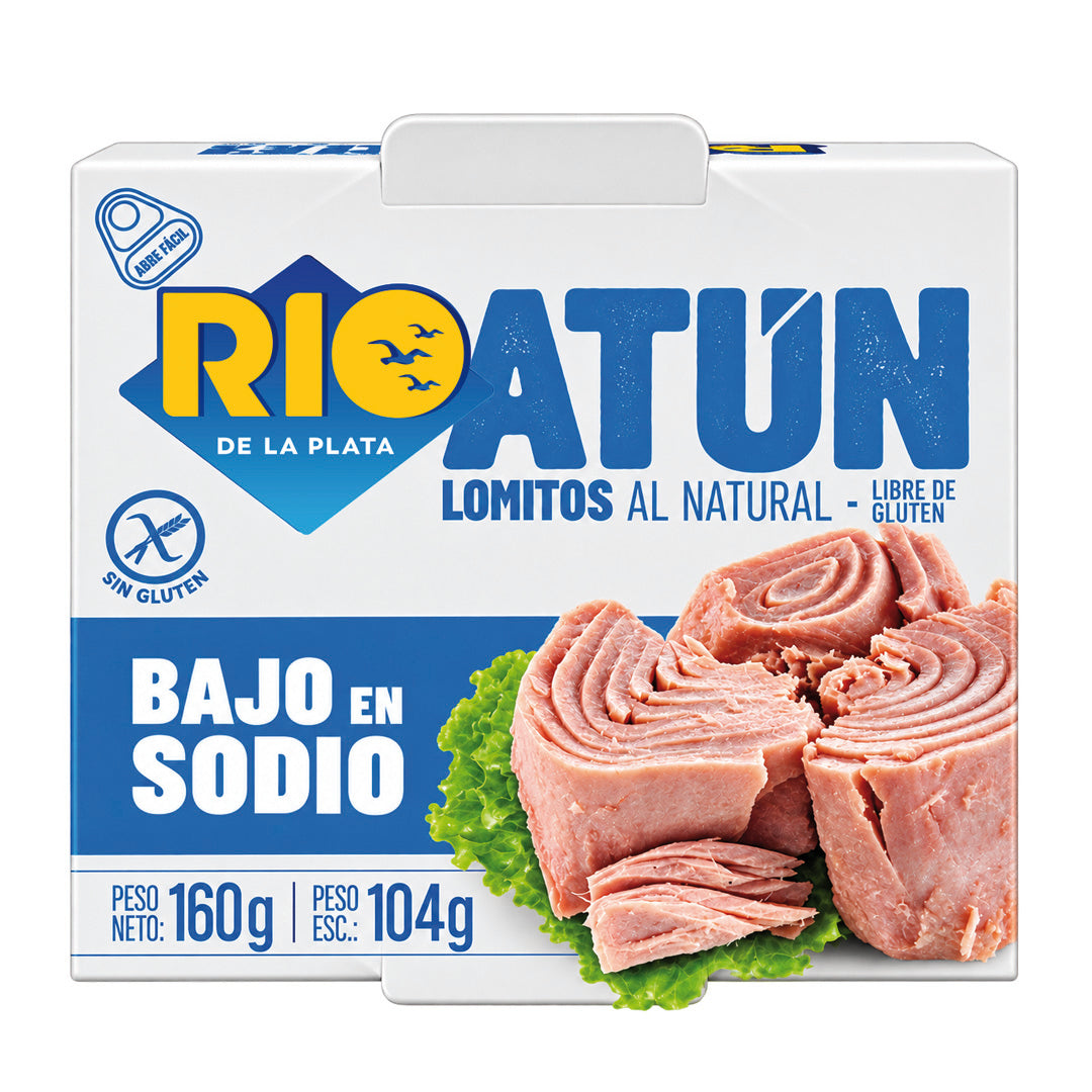 Atún lomitos al natural bajo en sodio 160 Grs. Río de la Plata
