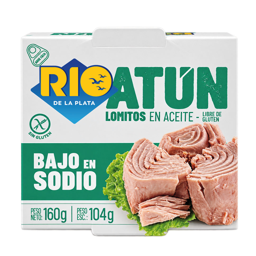Atún lomitos en aceite bajo en sodio 160 Grs. Río de la Plata