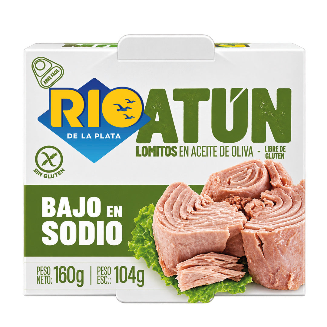 Atún lomitos en aceite oliva bajo en sodio 160 Grs. Río de la Plata