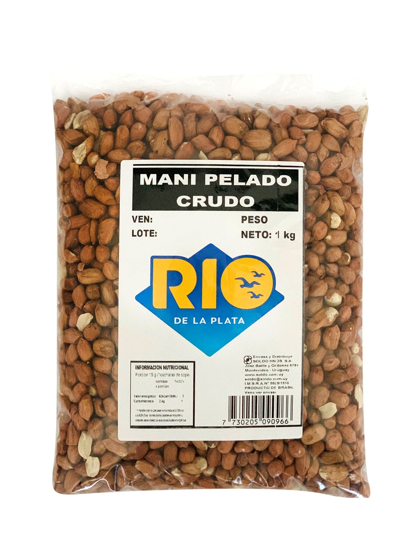 Maní pelado crudo 1 Kg. Río de la Plata