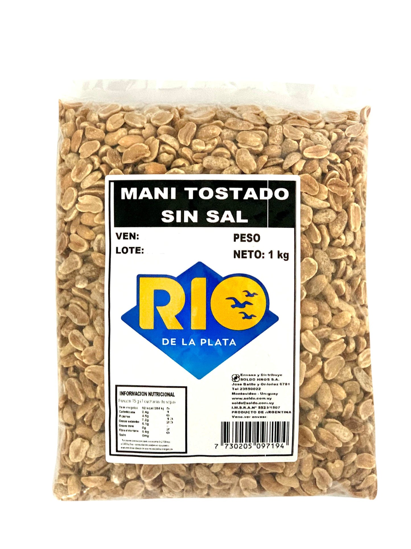 Maní tostado sin sal 1 Kg. Río de la Plata