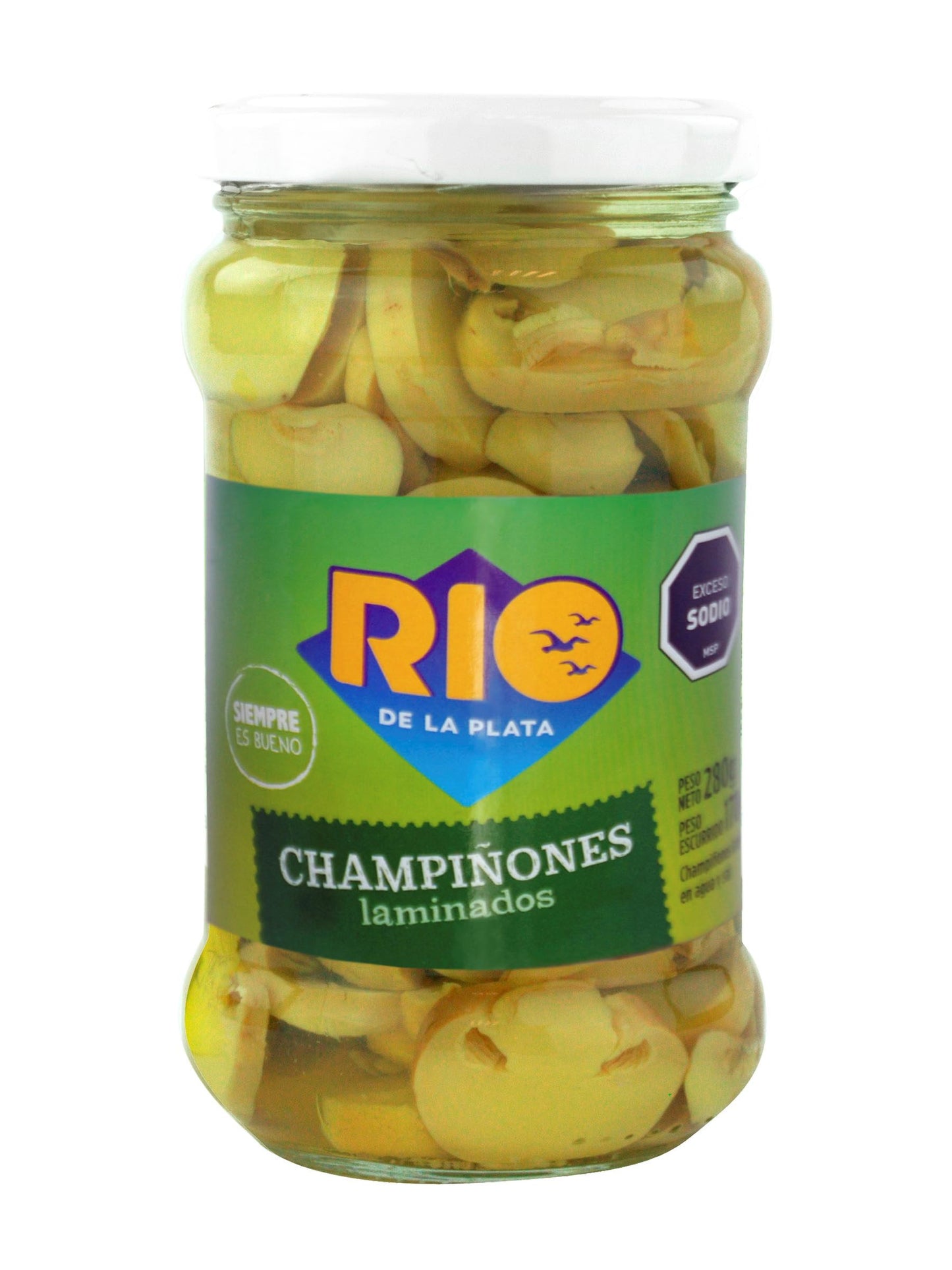Champignon laminado en frasco 280 Grs. Río de la Plata