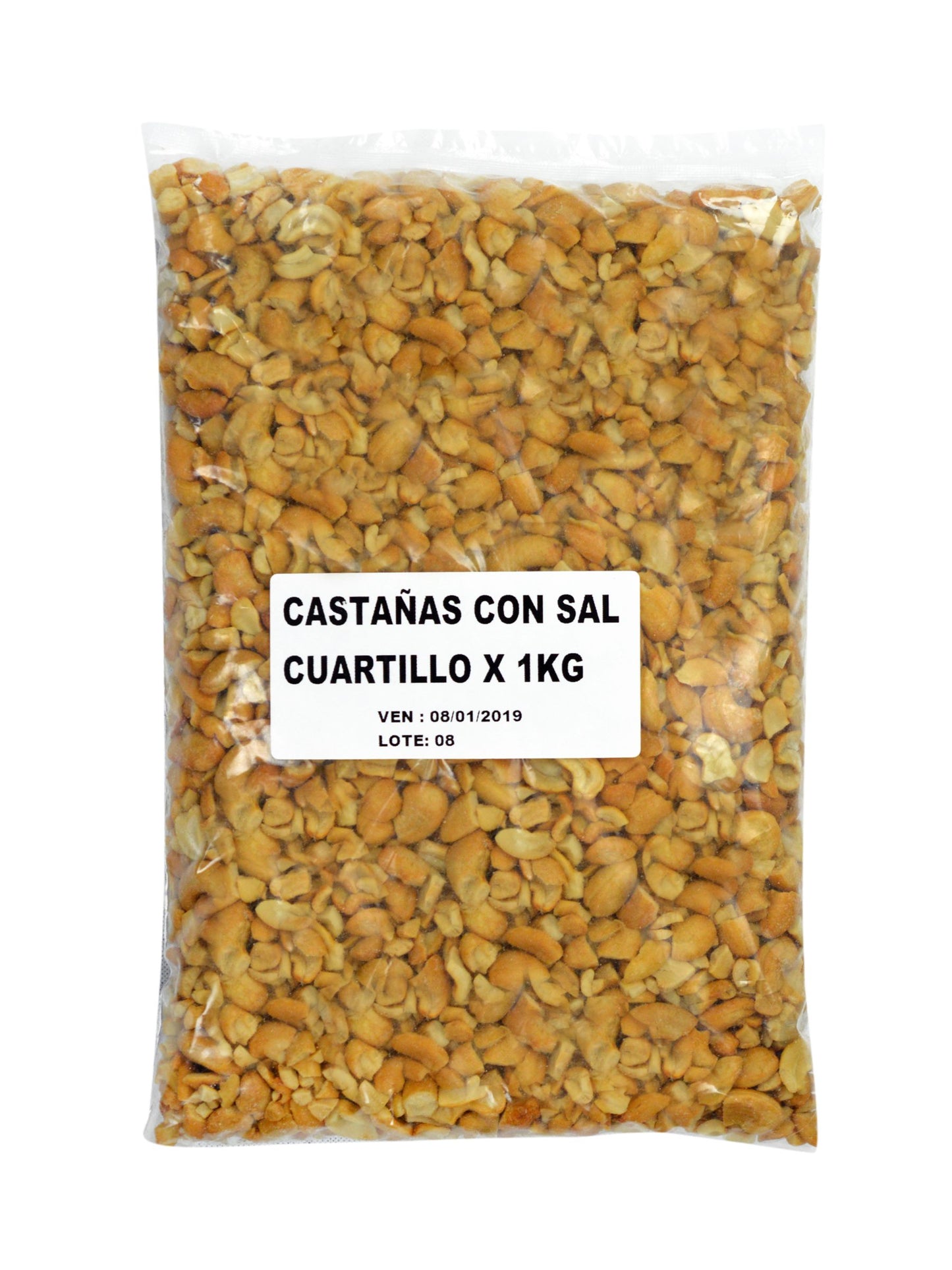Castañas de cajú cuartillos con sal 1 Kg.