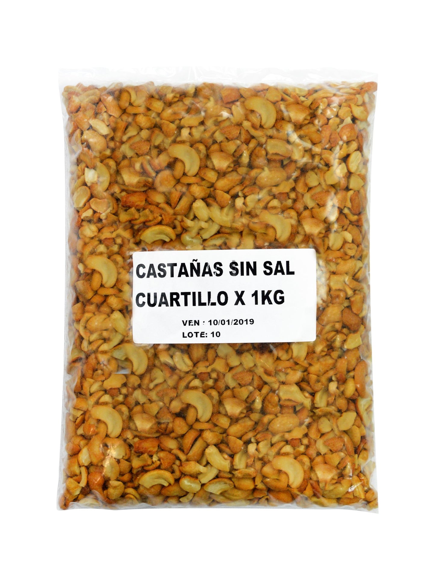 Castañas de cajú cuartillos sin sal 1 Kg.