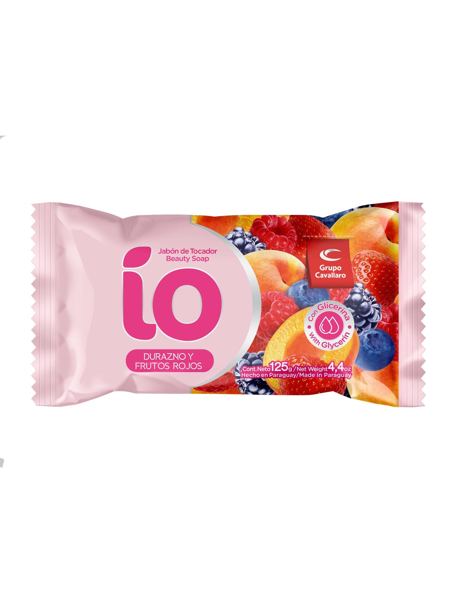 Jabón de tocador IO durazno y frutos rojos 125 Grs. Cavallaro