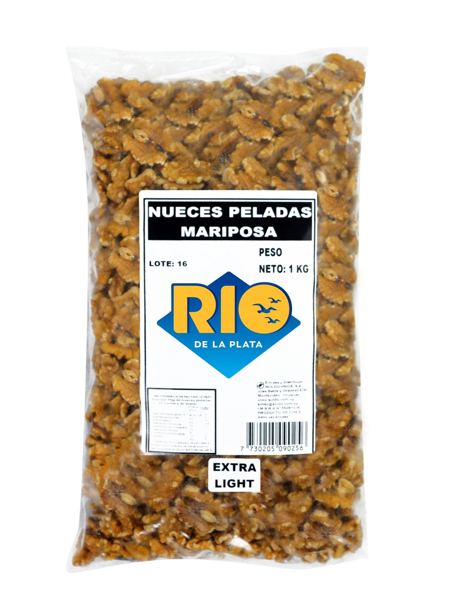 Nueces peladas mariposa light extra light 1 Kg. Río de la Plata
