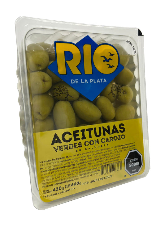Aceitunas verdes con carozo 660grs. Rio de la Plata