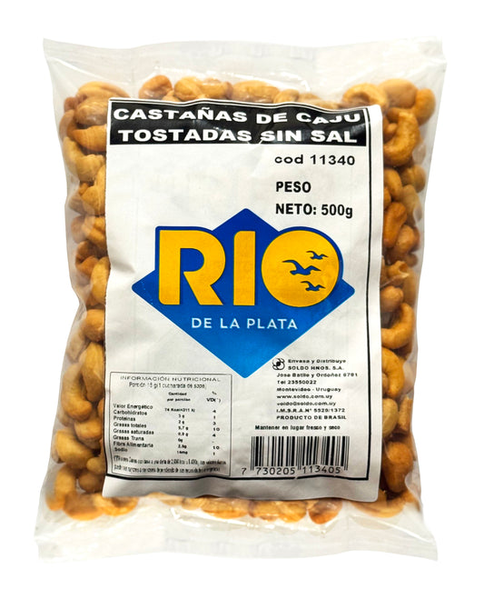 Castañas de cajú sin sal 500Grs. Río de la Plata