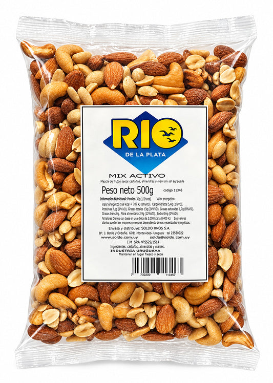 Mix Activo castañas, almendras, maní 500Grs. Río de la Plata