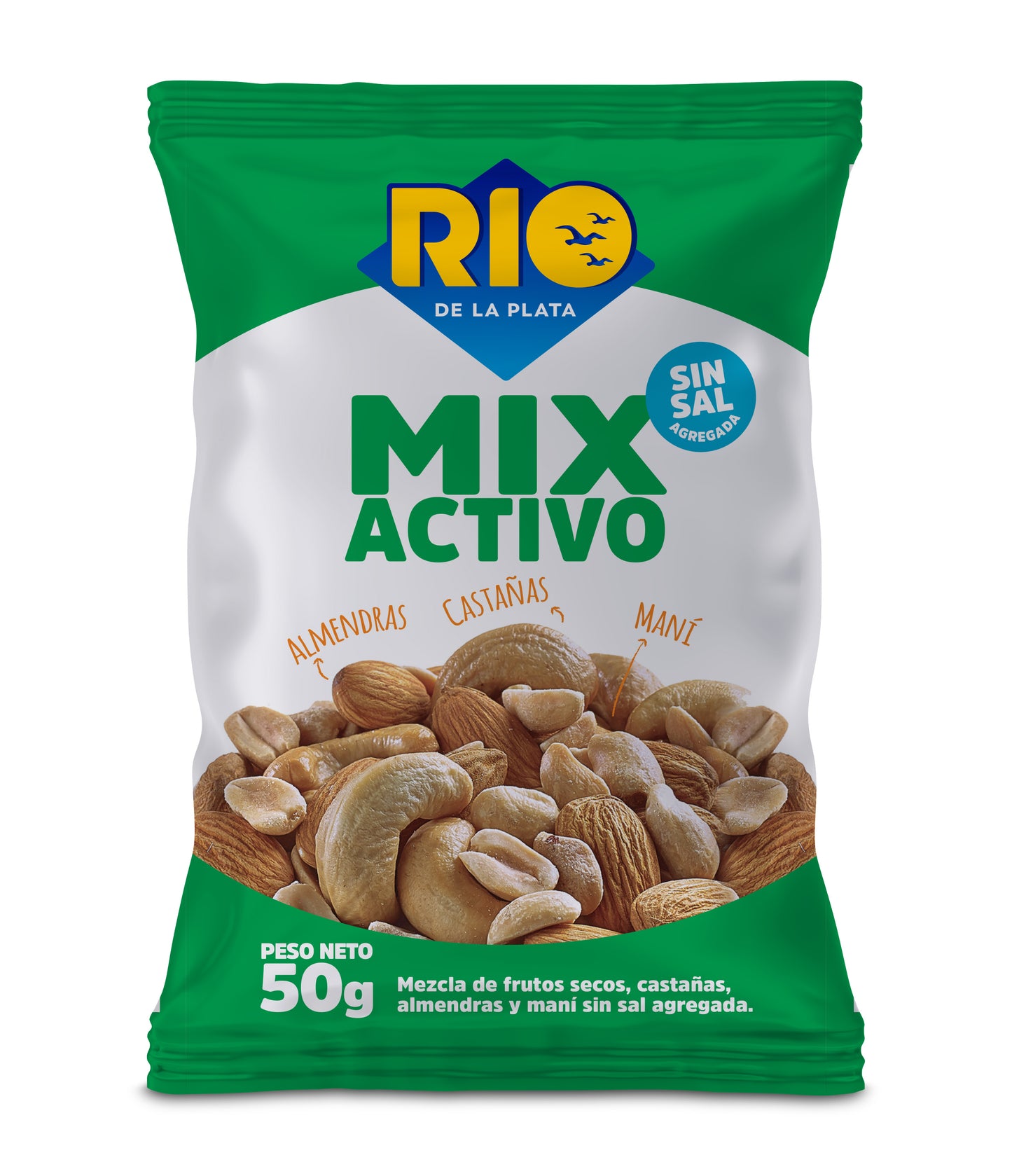 Mix Activo castañas, almendras, mani 50 Grs. Rio de la Plata