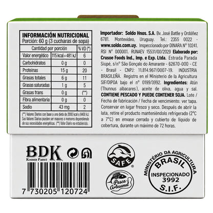 Atún lomitos en aceite oliva bajo en sodio 160 Grs. Río de la Plata
