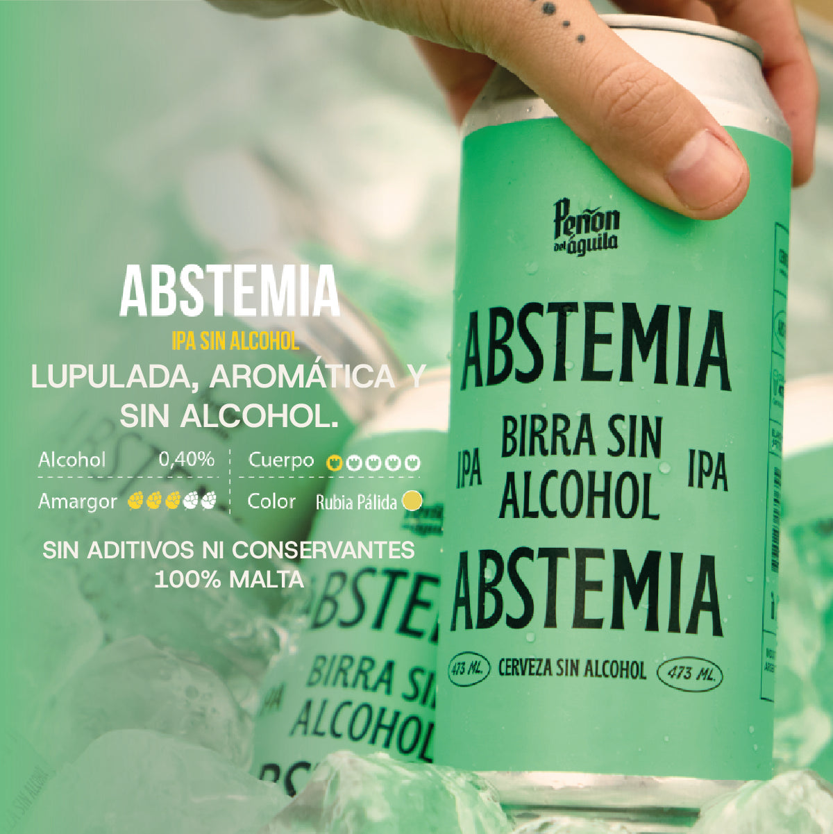 Cerveza ABSTEMIA sin alcohol 473ml. Peñon del Aguila