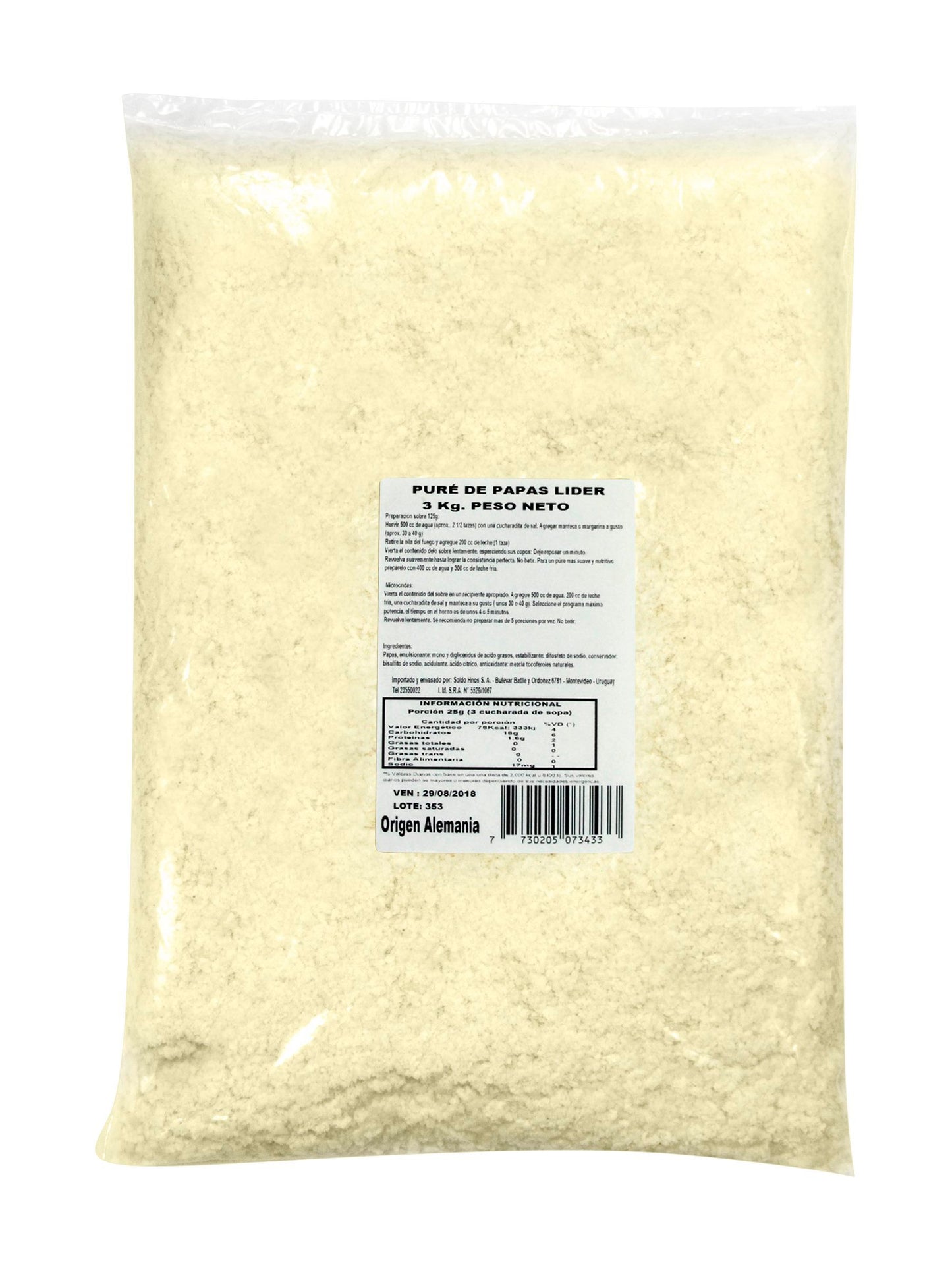Puré de papas 3 Kgs. Lider