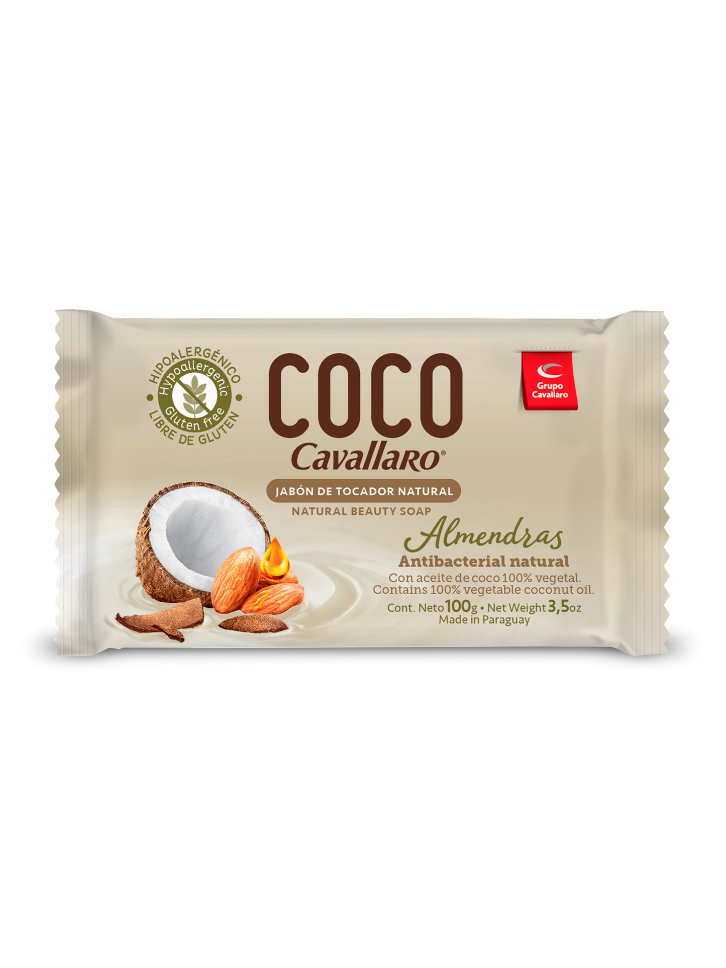 Jabón de tocador coco almendras 100 Grs. Cavallaro