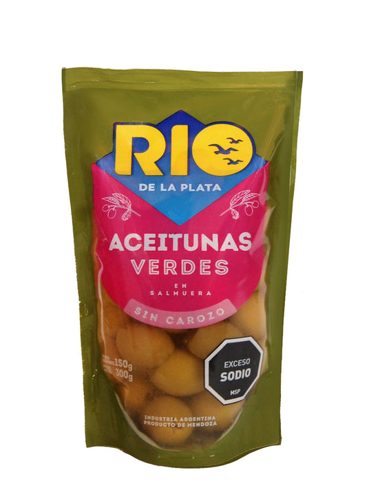 Aceitunas verdes sin carozo 300 Grs. Rio de la Plata