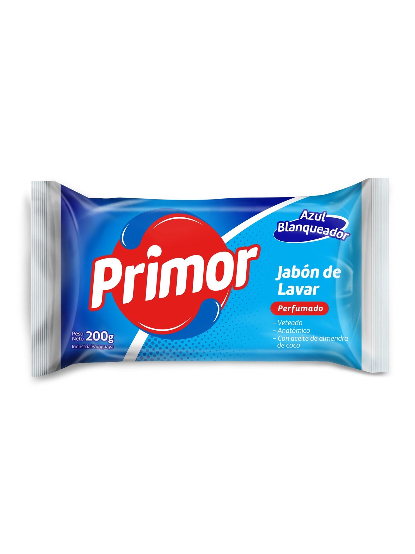 Jabón en barra para lavar azul blanqueador 200 Grs. Primor
