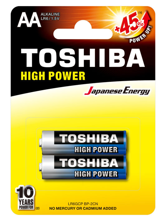 Pila Alcalina AA 1.5V x 2 unidades. Toshiba