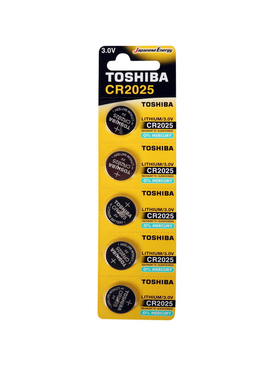 Pila moneda litio 3V CR2025 x 5 unidades. Toshiba