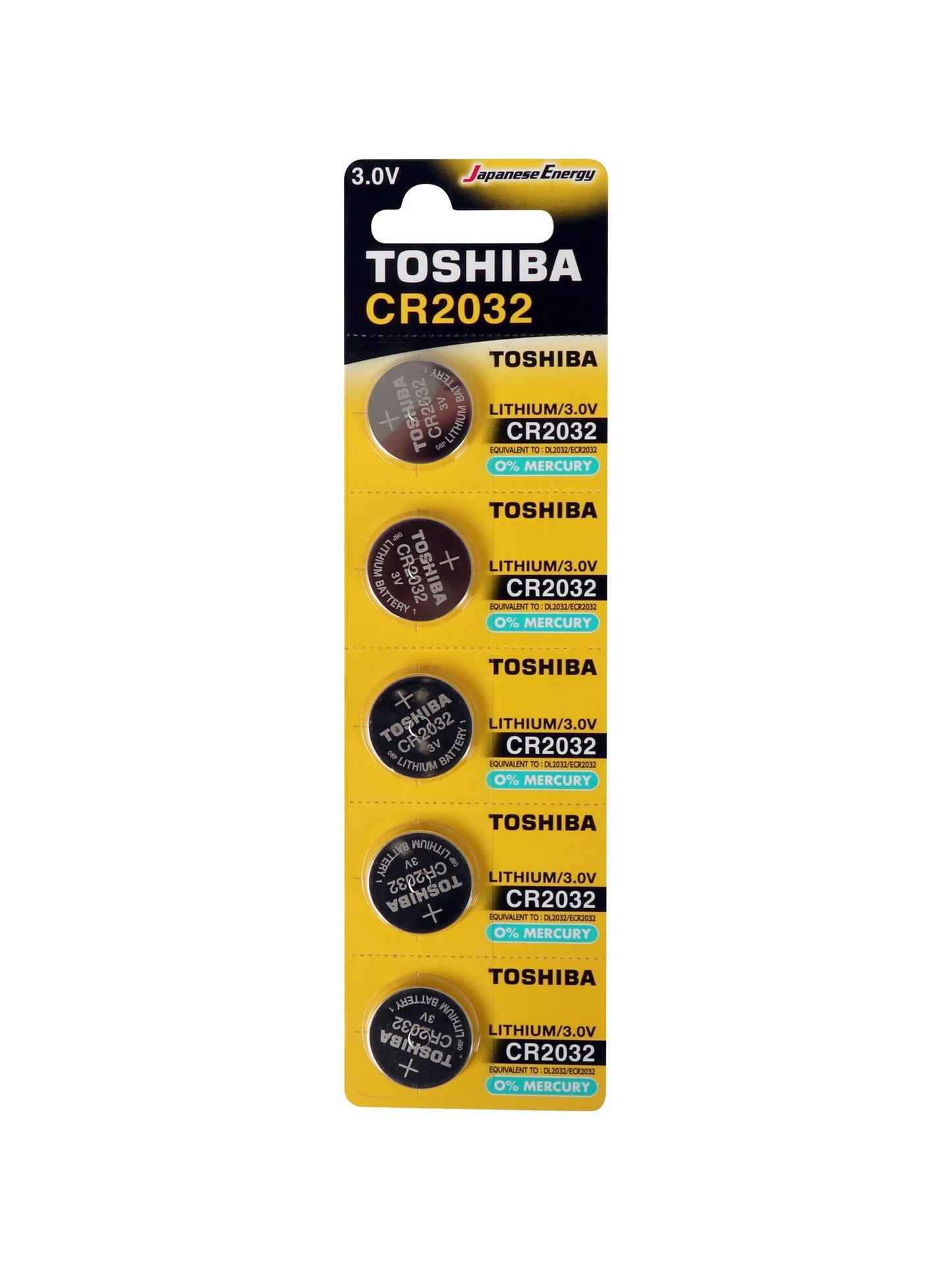 Pila moneda litio 3V CR2032 x 5 unidades. Toshiba