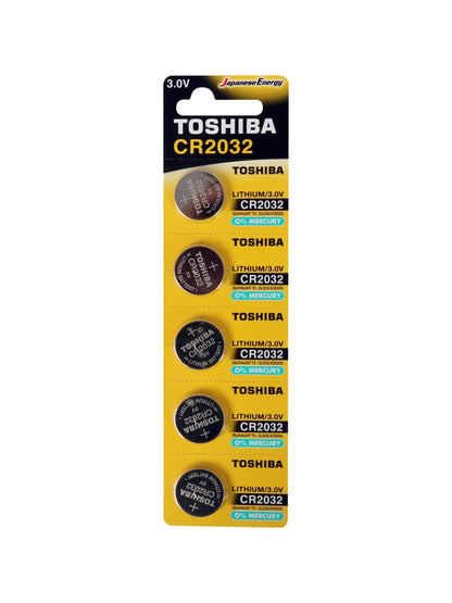 Pila moneda litio 3V CR2032 x 5 unidades. Toshiba