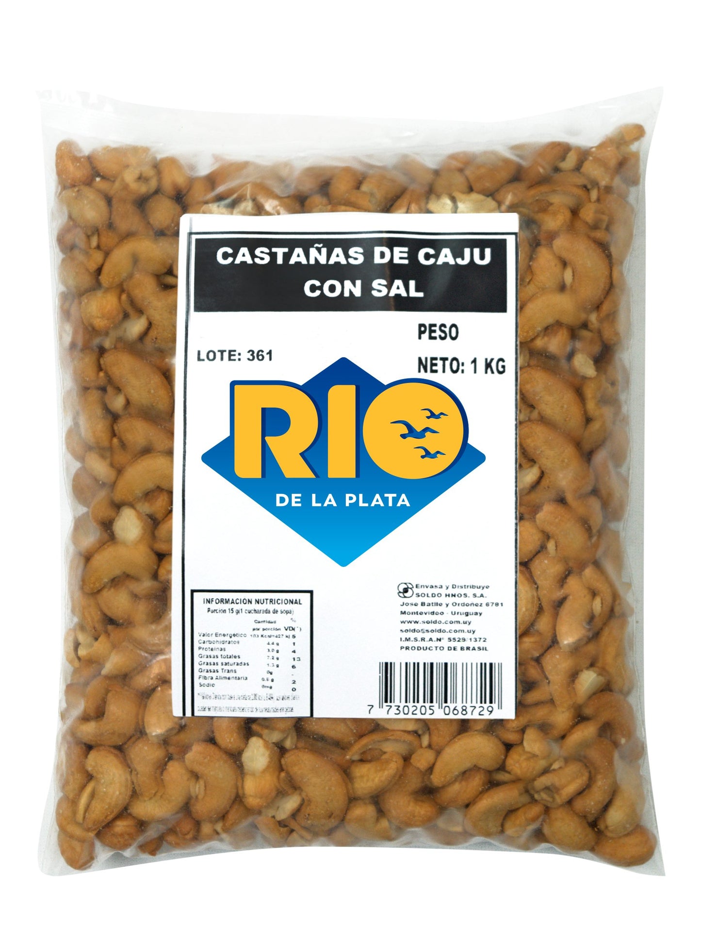 Castañas de cajú con sal 1 Kg. Río de la Plata