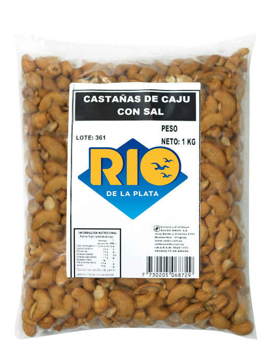 Castañas de cajú con sal 1 Kg. Río de la Plata