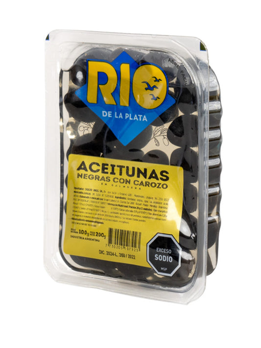 Aceitunas negras con carozo 200 Grs. Río de la Plata