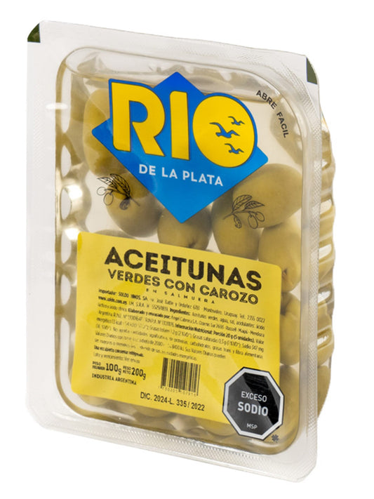 Aceitunas verdes con carozo 200 Grs. Rio de la Plata